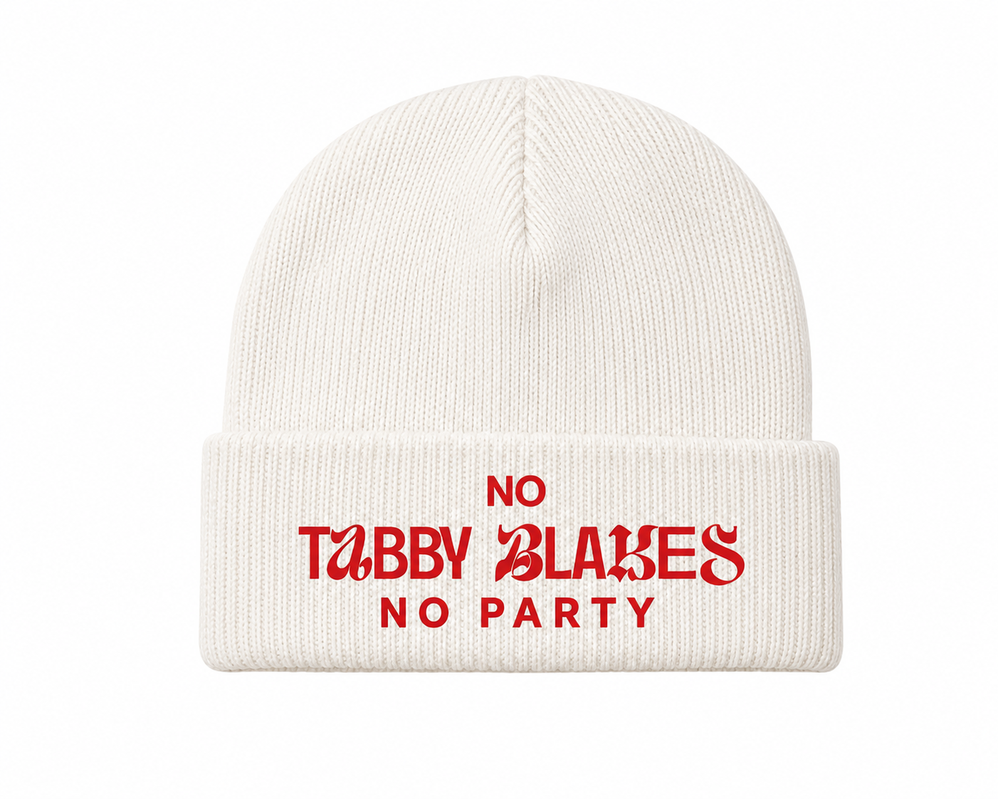 No Tabby Blakes No Party head warmer